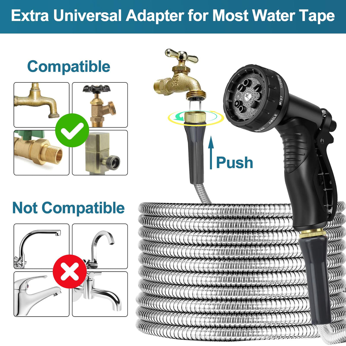 AnyEasy hose features 10-function nozzle for versatile watering options around the yard.