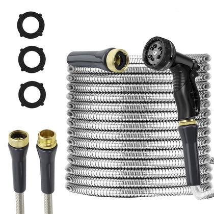 AnyEasy stainless steel garden hose with a durable body for long-lasting outdoor use.