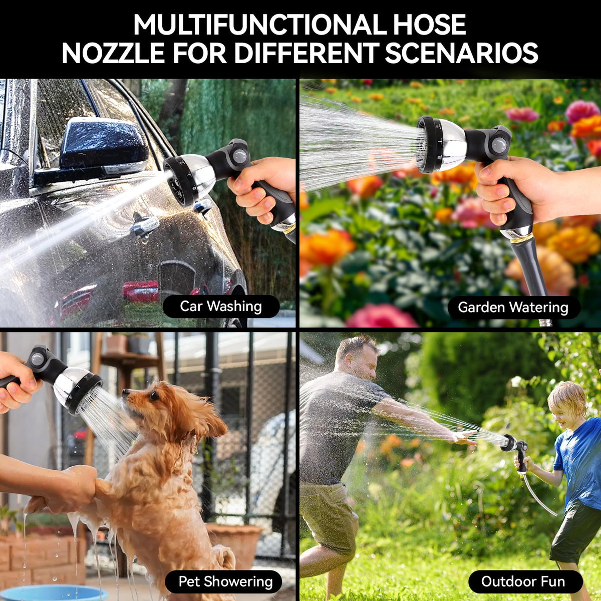 AnyEasy nozzle suits pet care, plant watering, and surface cleaning.