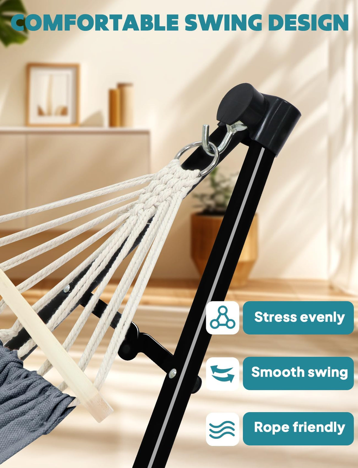 ANYOO adjustable hanging hooks let you tailor seat height.