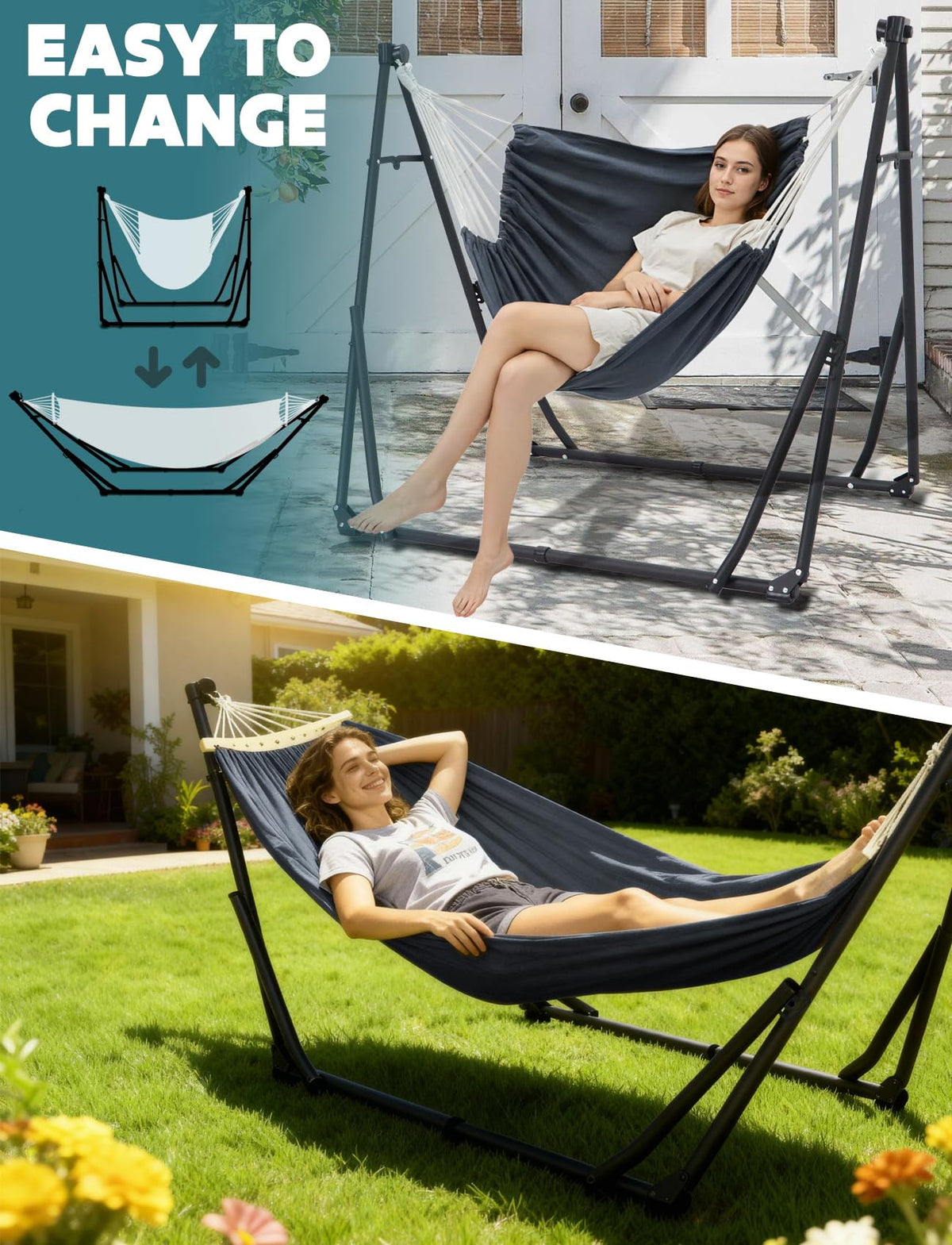 ANYOO collapsible steel stand demonstrates sturdy, rust-resistant support.
