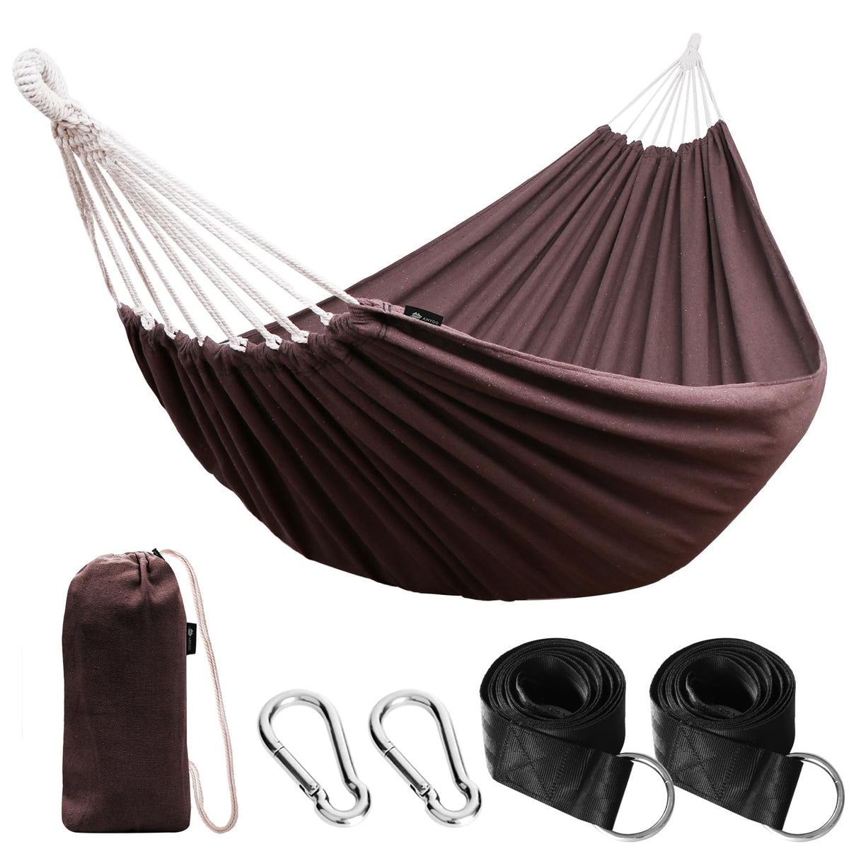 ANYOO cotton hammock in backyard for relaxing outdoor sessions