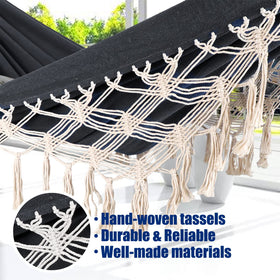 Anyoo Hammock breathable soft cotton stays cool during warm days.