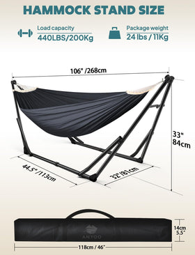 ANYOO soft cotton hammock fabric provides comfortable lounging.