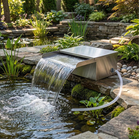 Anyprime pond waterfall box side view showing robust construction and weather resistance
