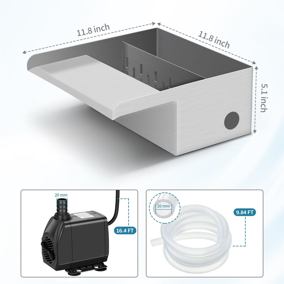 Anyprime waterfall spillway top view with compact, sleek design