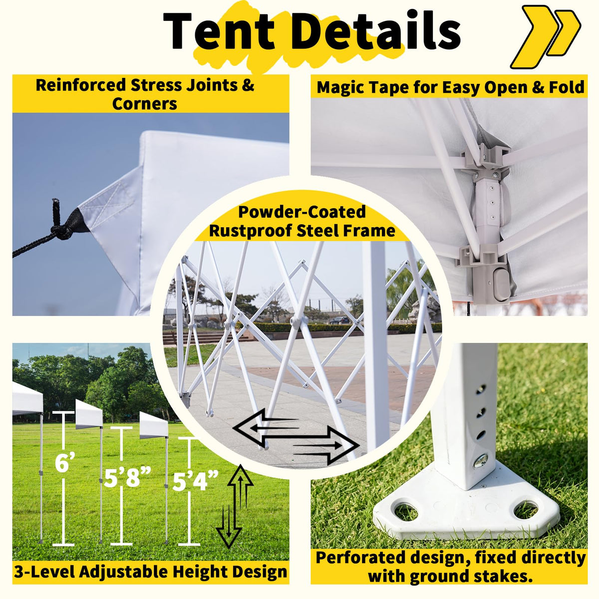Anytree Anytee-10x10 canopy fabric-210d emphasizes durable, water-resistant material for outdoor use.