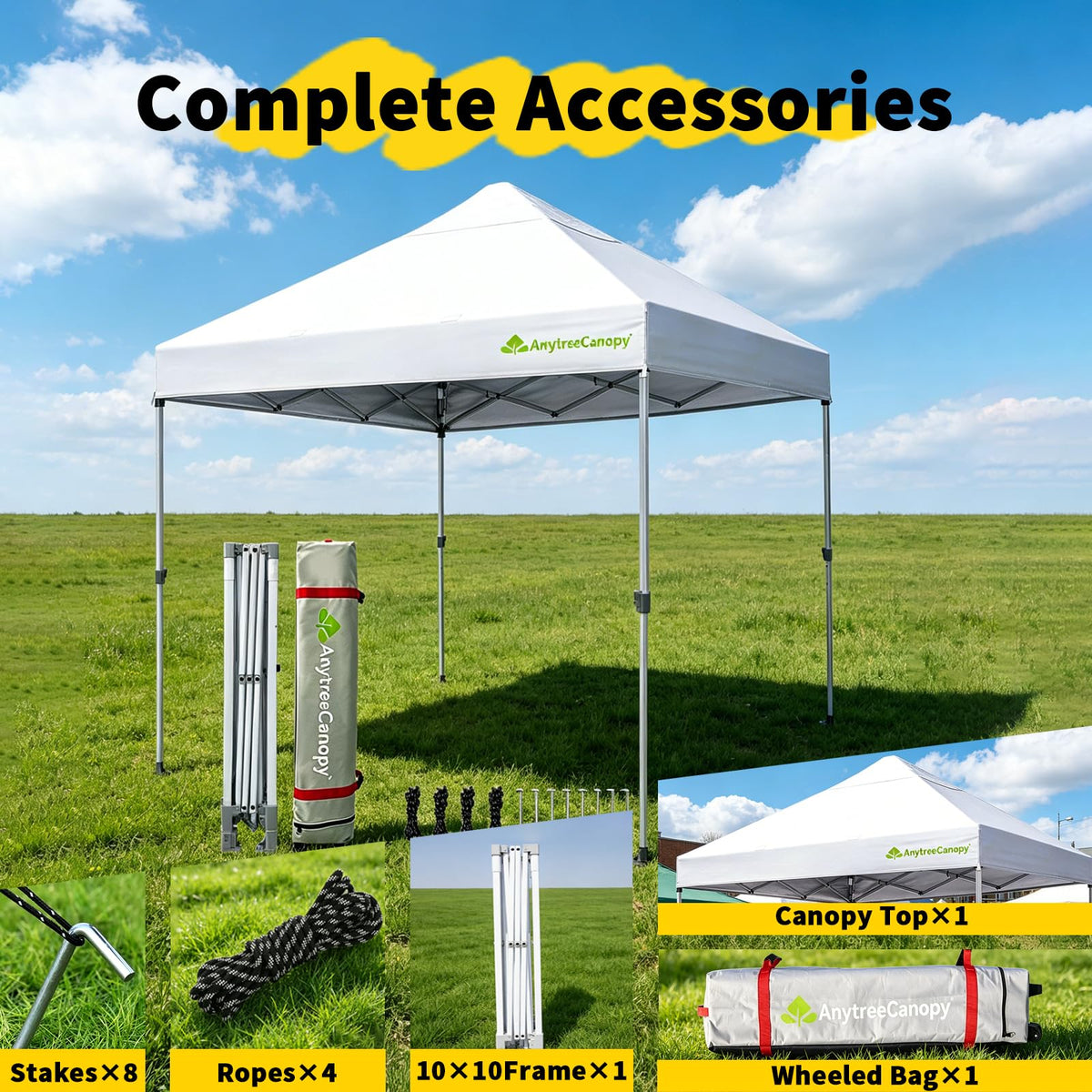 Anytree Anytee-10x10 canopy UV-protection highlights UPF 50+ shielding from the sun.