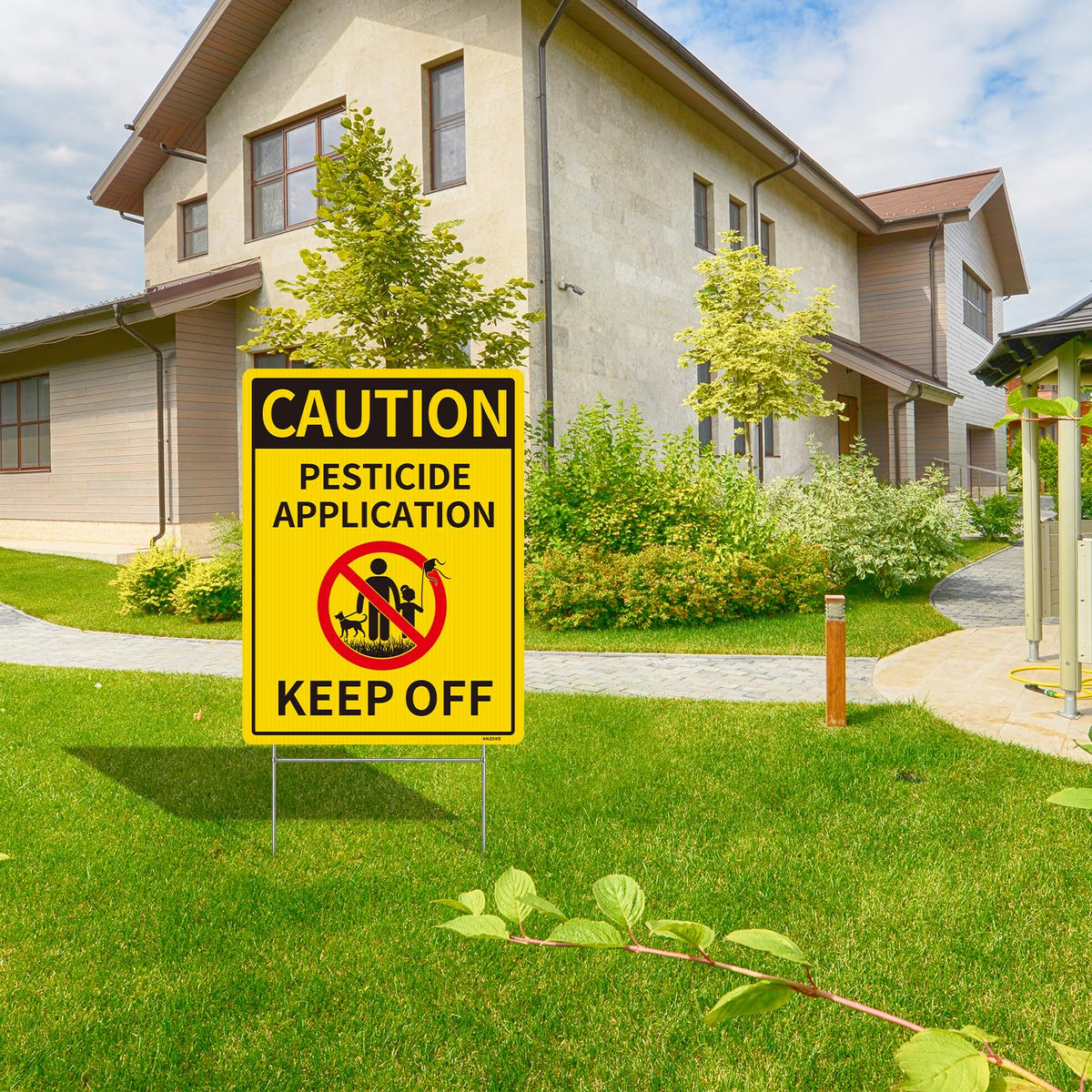 ANZEKE easy-install sign with stake makes setup quick and clean.