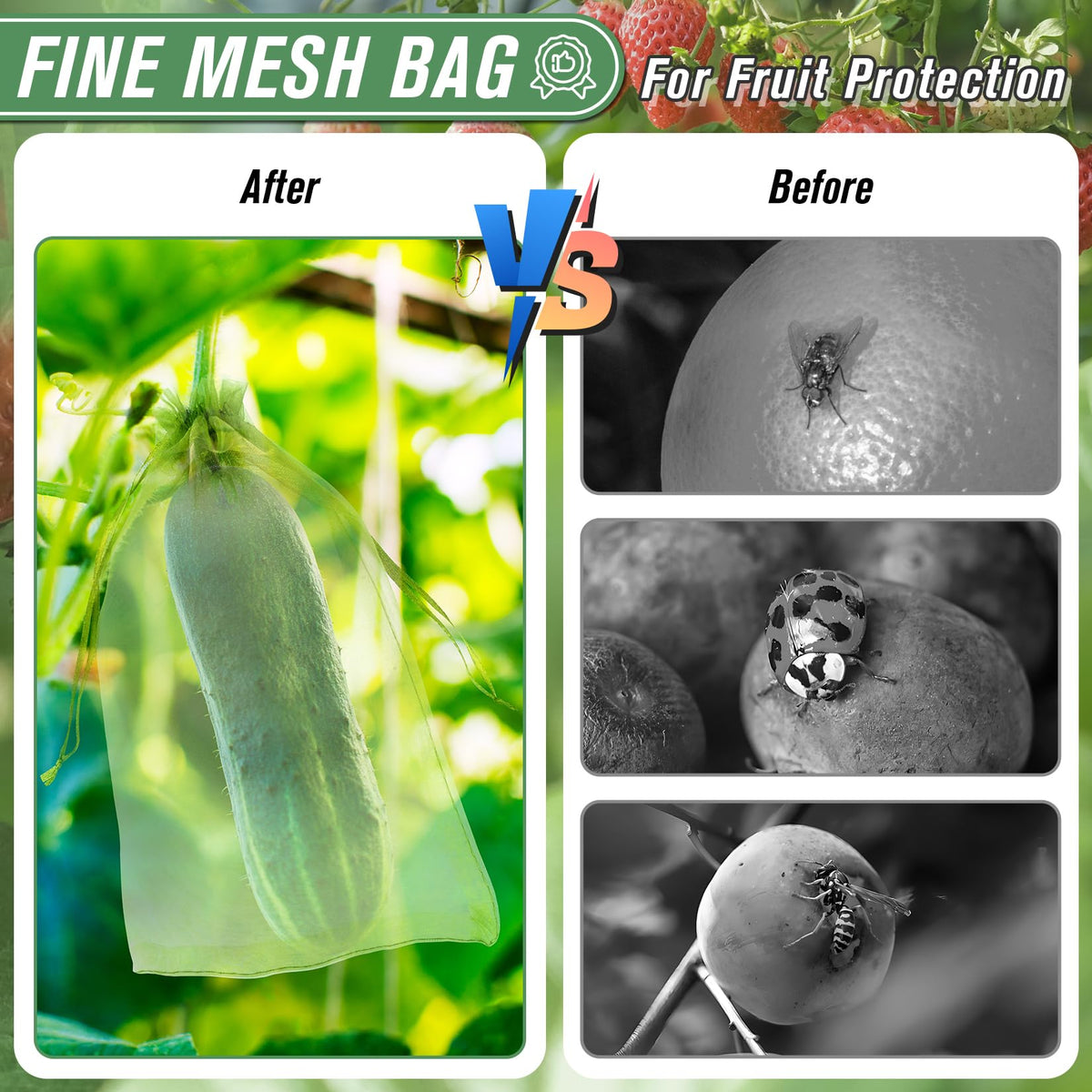 ANZNKU bag with garden netting protecting vegetables.