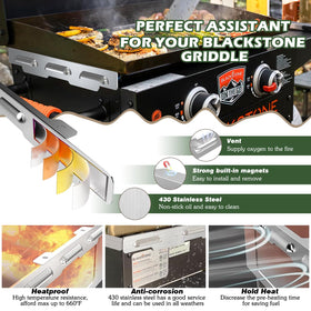 Aoanoko Blackstone 22 wind guard side view enhancing heat retention and even cooking