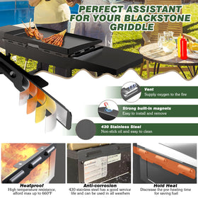 Aoanoko wind screen side guard securing edge for stable heat distribution.