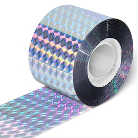 AOBSO Bird Scare Tape with holographic flashes deterring birds from trees