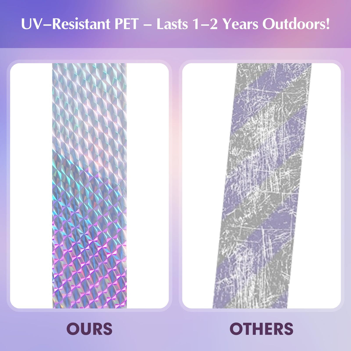 AOBSO Bird Tape weatherproof durability ensures year-round outdoor use.
