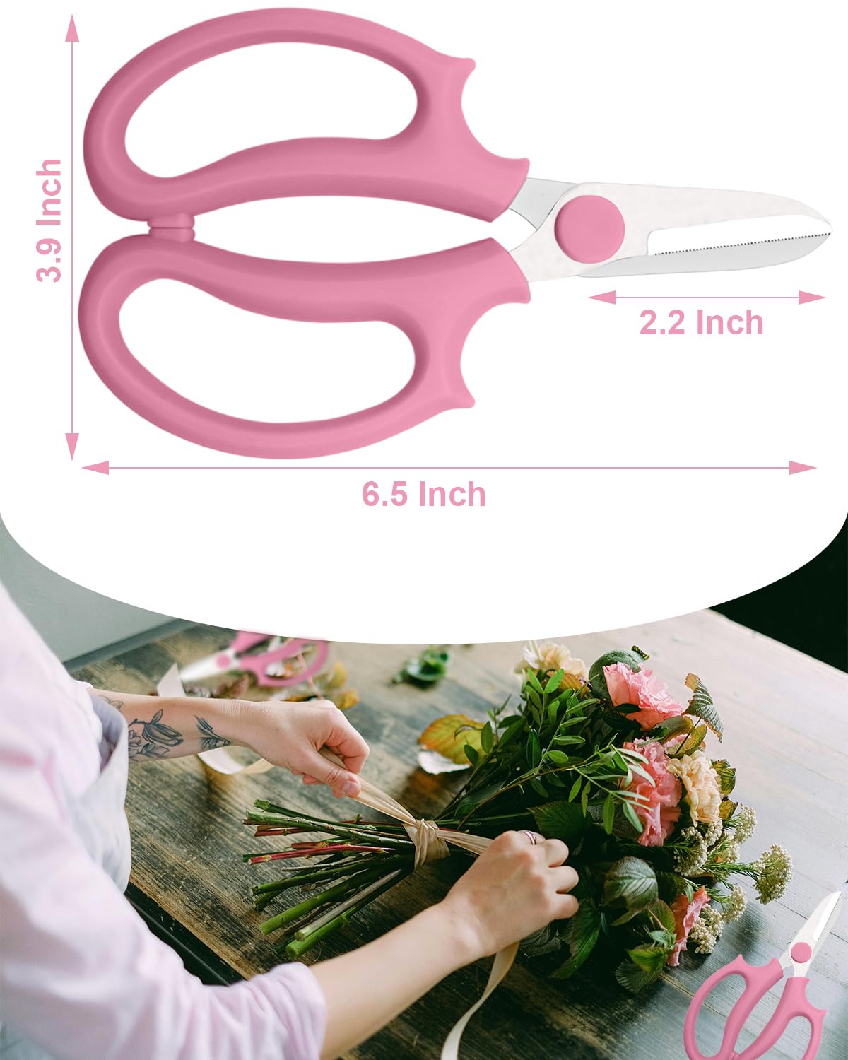 AOBYMIN floral scissors with green handle for clean petal trimming