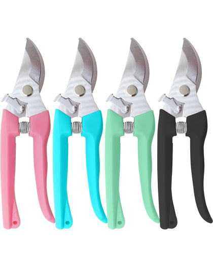 AOBYMIN pruning shears blade close-up showing a razor edge for precise cuts.