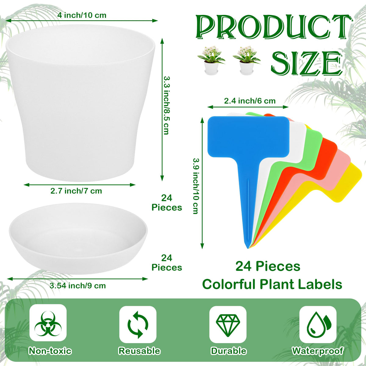 Aodaer 4-inch plastic planter with drainage holes supports healthy roots.