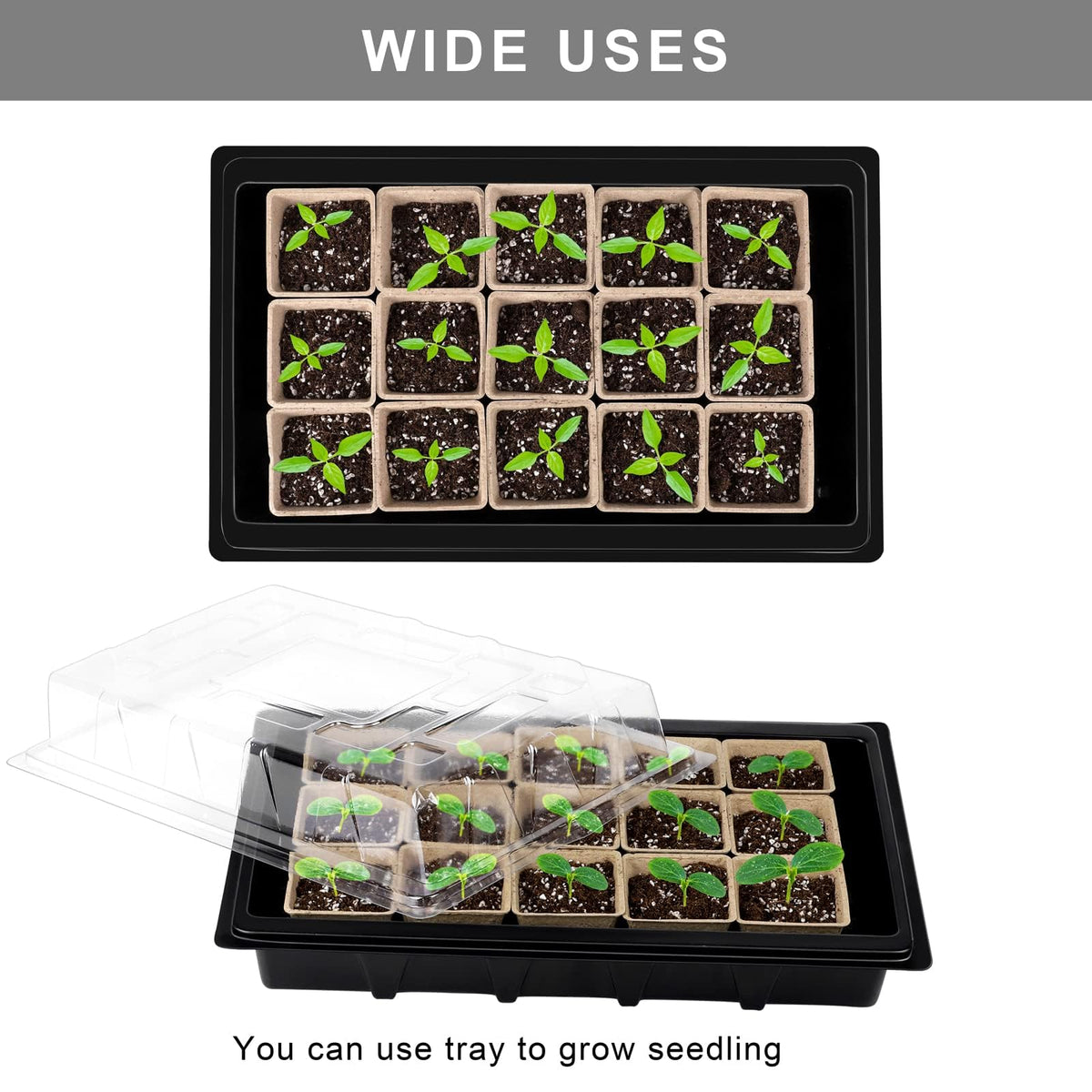 Aodaer seed-starter-tray-lid maintains humidity for germination.
