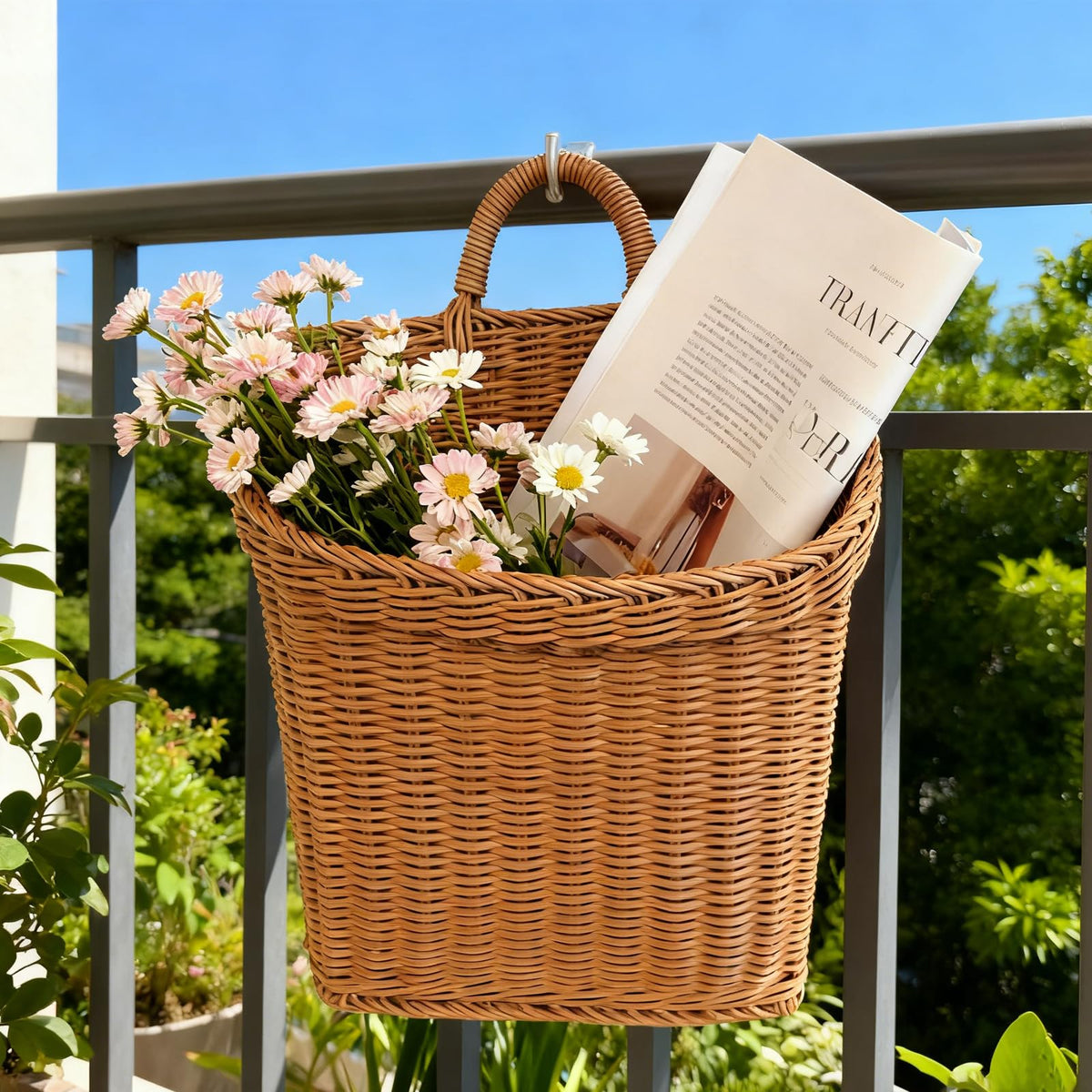 Aodse remote-holder basket for living room keeps remotes tidy.