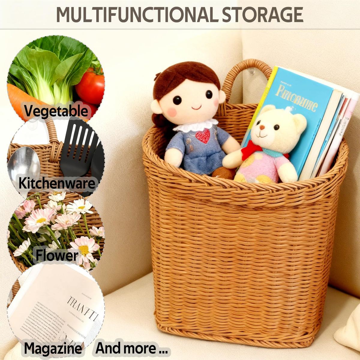 Aodse towel-storage basket in bathroom adds neat organization and style.