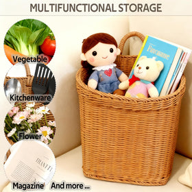 Aodse towel-storage basket in bathroom adds neat organization and style.