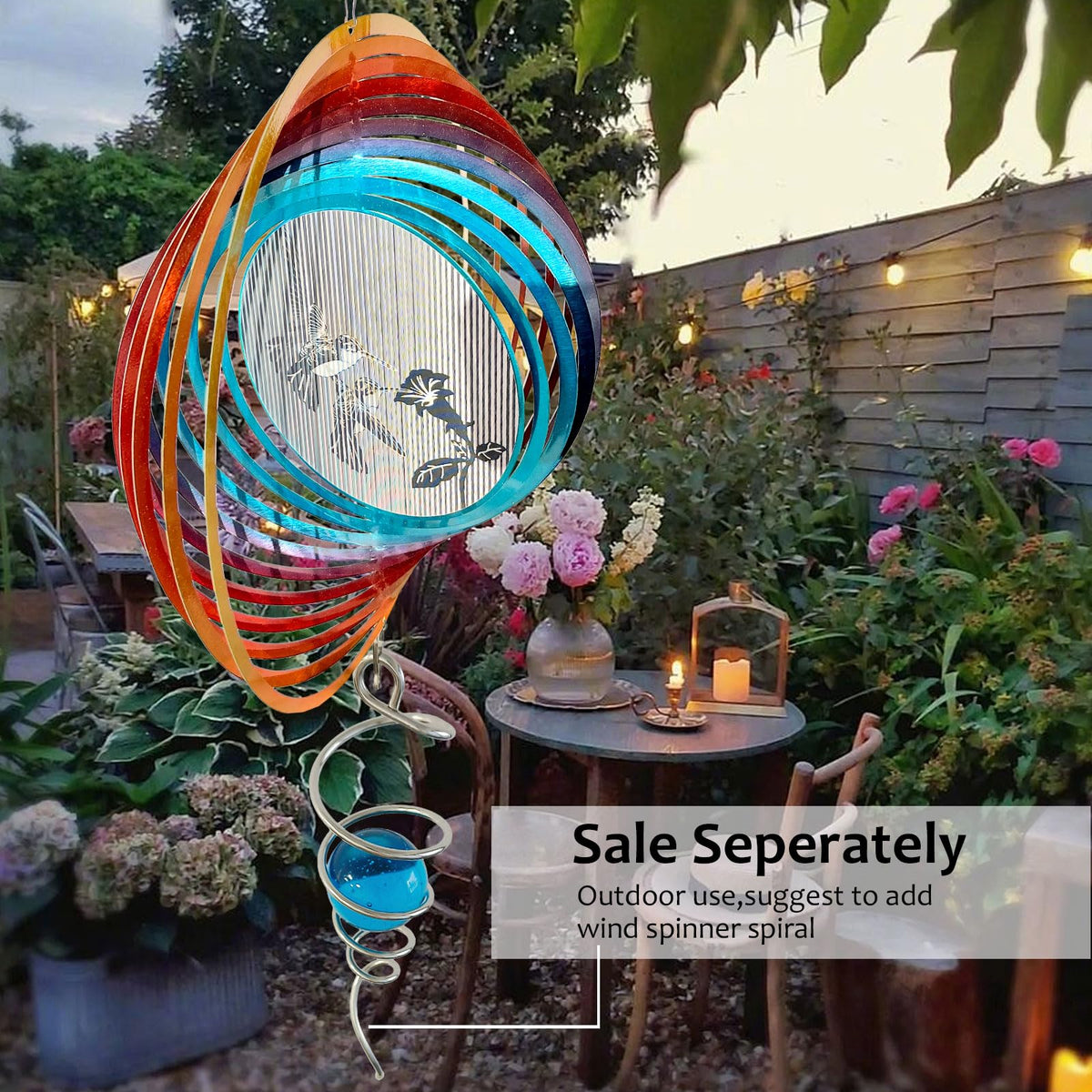 Aoedelyart 3D hummingbird wind spinner garden ornament for year-round charm.