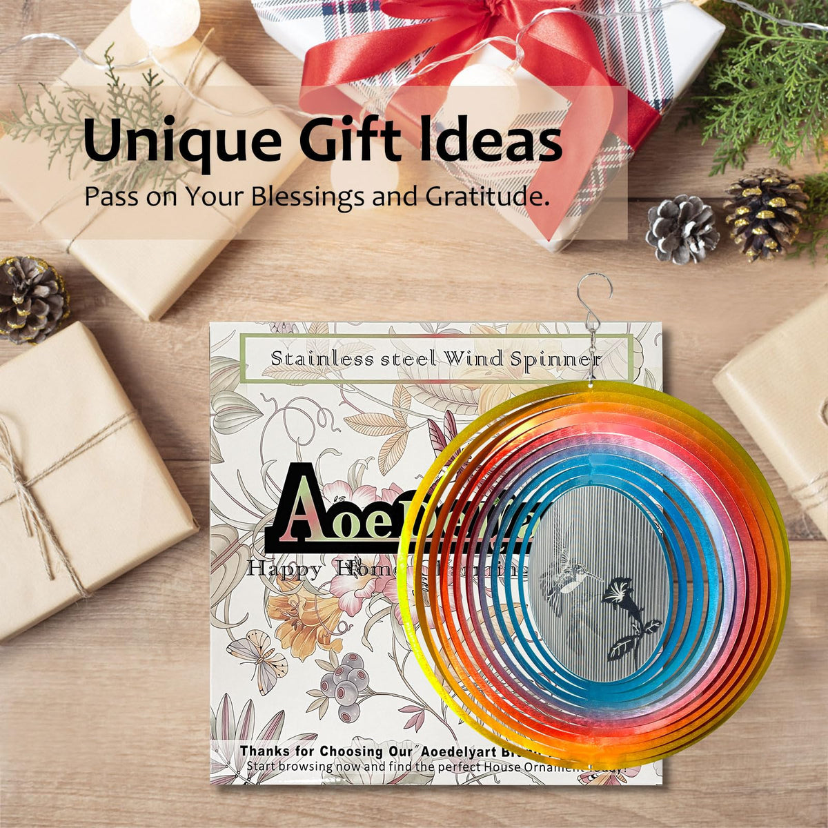 Aoedelyart 3D hummingbird wind spinner gift-ready box boosts gifting appeal.