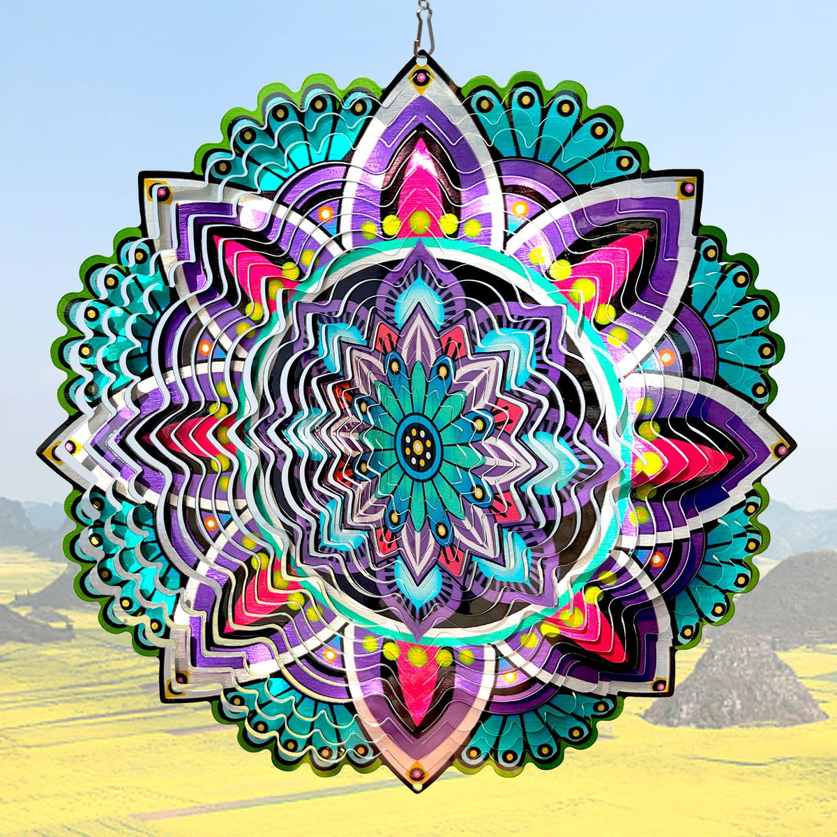 Aoedelyart wind spinner mandala purple star 12inch adds dynamic color to your garden.