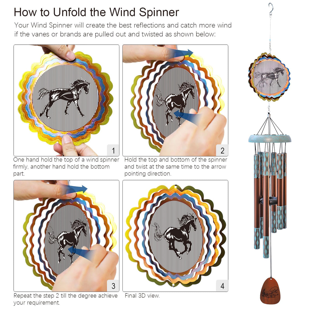 Aoedelyart wind chimes with easy hanging hook for quick setup