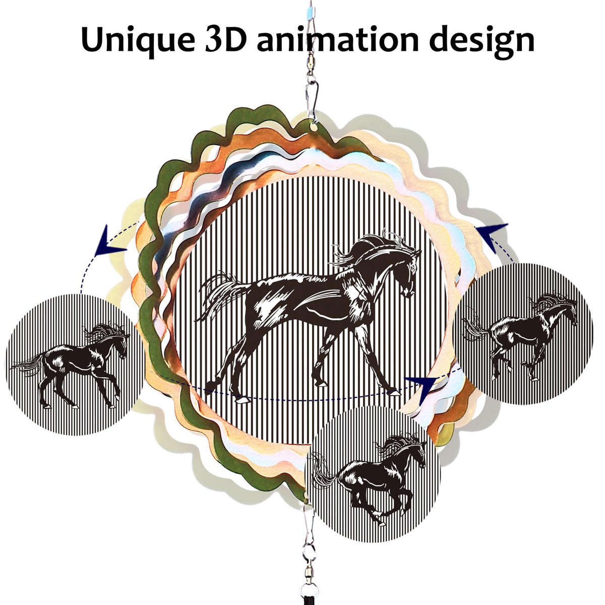 Aoedelyart 3D horse animation wind spinner adds dynamic visual appeal