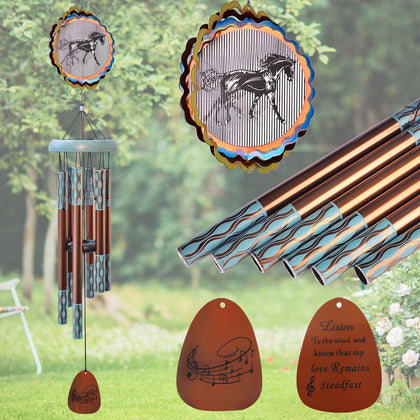 Aoedelyart wind chimes outdoor horse spinner with 3D motion for garden charm