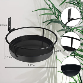 Black wall-mounted plant holder mounted on balcony for stylish outdoor decor.