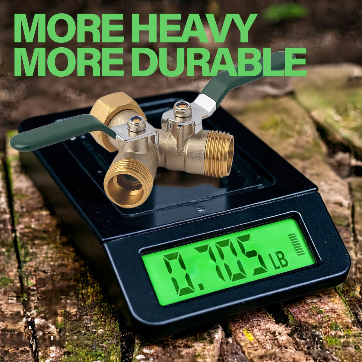AOGCXDR brass garden hose splitter side view with extended handle for easy operation.