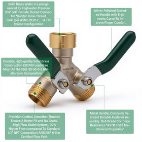 AOGCXDR two-way Y connector with shutoff valves enabling independent water control.