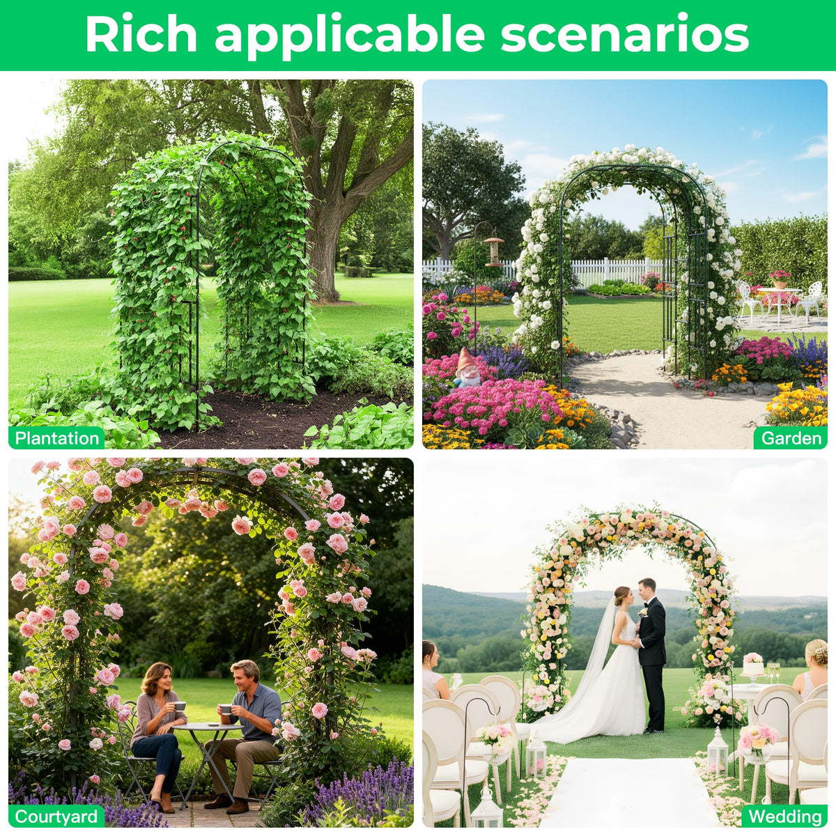 Aohanoi garden arch is easy to install and move for seasonal reconfigurations.