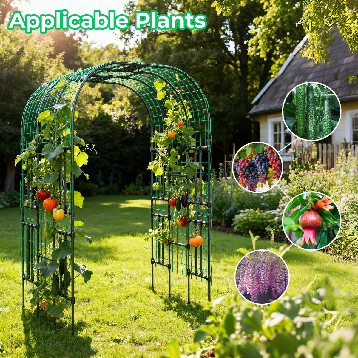 Aohanoi arch trellis supports cucumbers and tomatoes for neat vertical harvests.