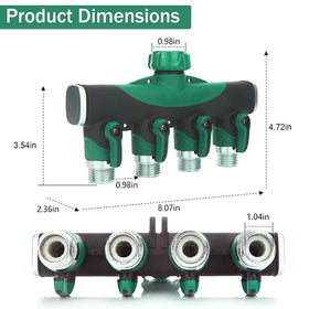 AOHSHKV four outlets connected to hoses enabling simultaneous watering tasks