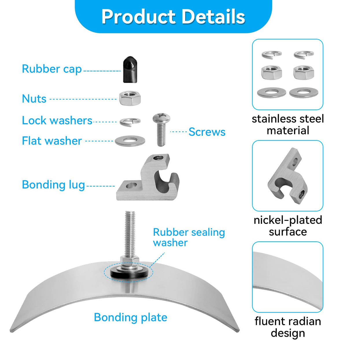 AOIT pool bonding kit lug and washers for durable installation