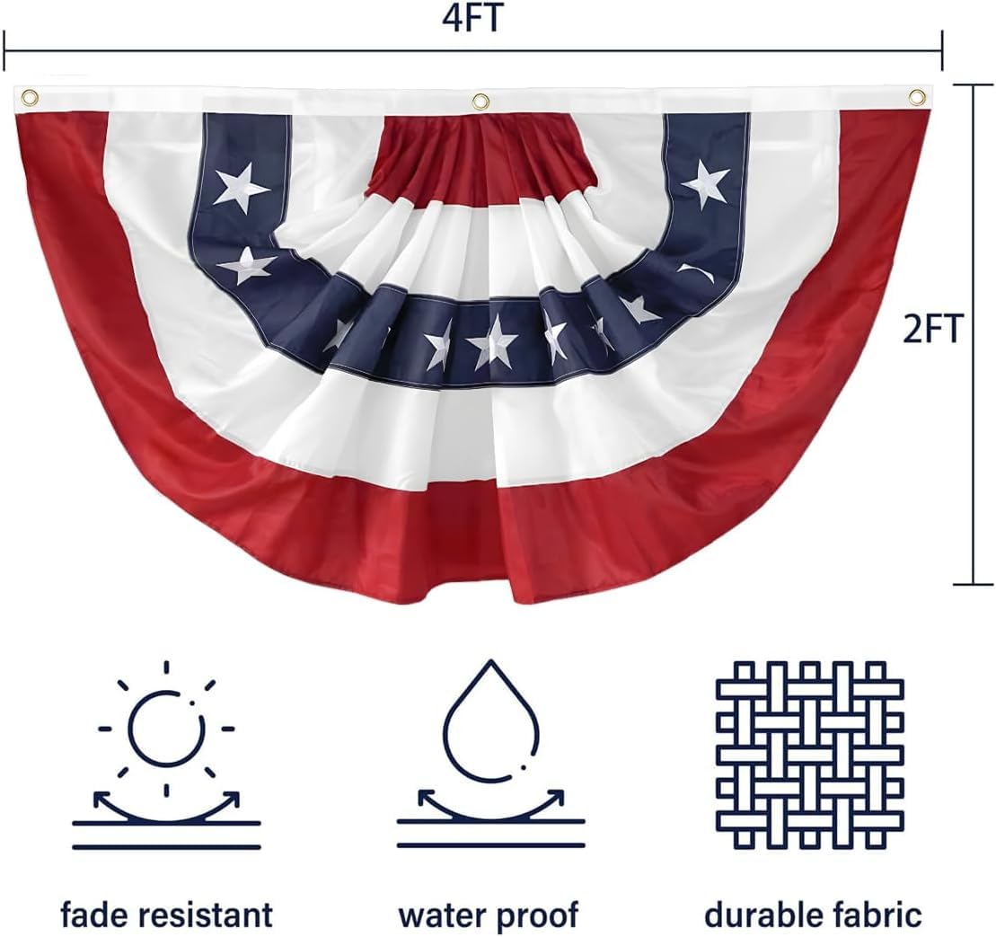 Aokansha bunting flag embroidery stars for patriotic porch decor