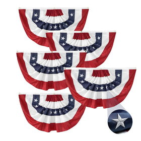 Aokansha American pleated bunting flag 2x4ft with stars and stripes for outdoor display