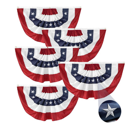 Aokansha American pleated bunting flag 2x4ft with stars and stripes for outdoor display