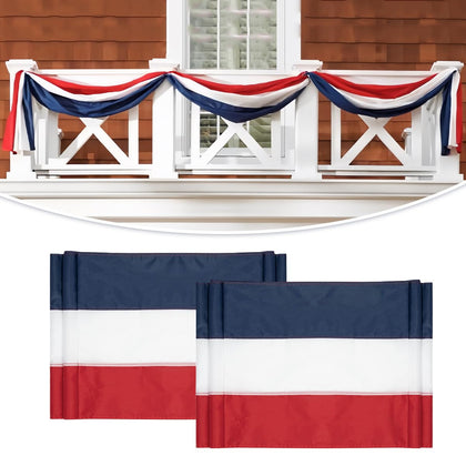 Aokansha patriotic bunting on a porch rail, weather-resistant outdoor decor.