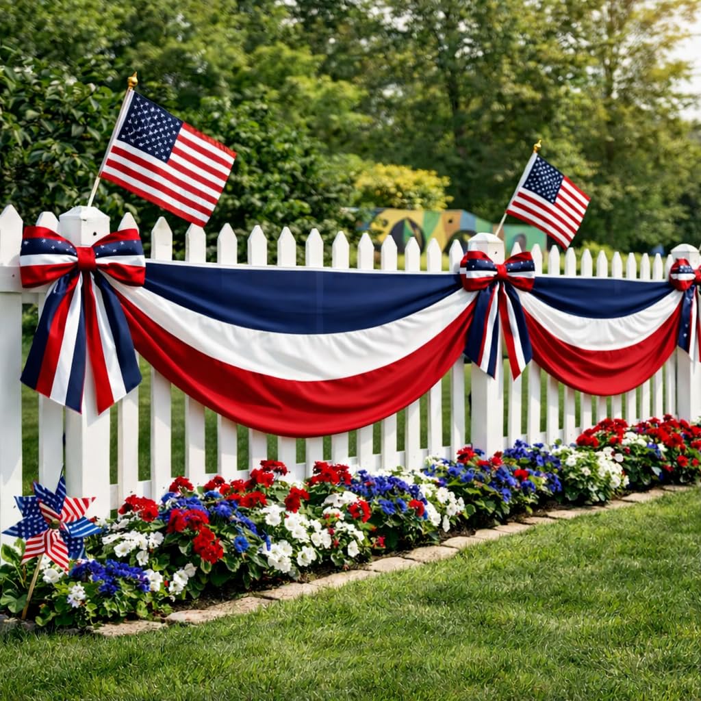 Aokansha red, white, and blue bunting banner perfect for fence displays.