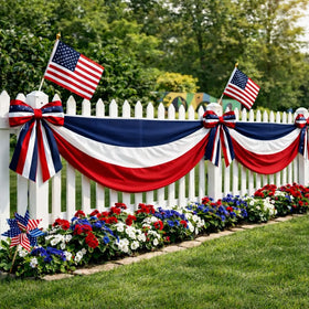 Aokansha red, white, and blue bunting banner perfect for fence displays.