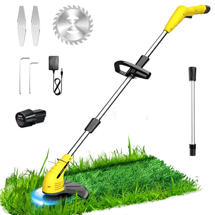 Aokia electric weed wacker with 12V battery for cordless trimming.