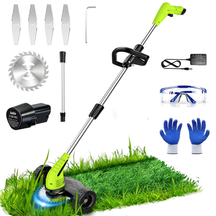 Aokia electric weed wacker in compact mode for precise edging along borders
