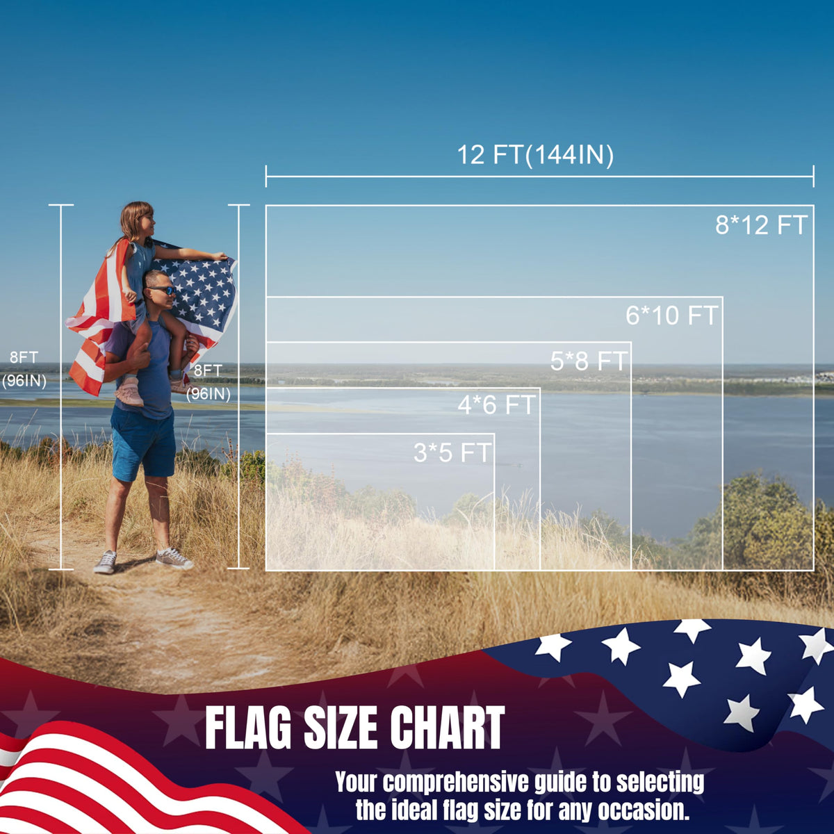 AOKIIE patriotic flag ready for outdoor display on porch or yard.