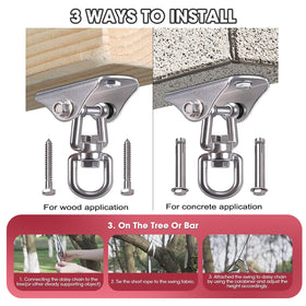 360-degree swivel hanger for versatile movement and setup.