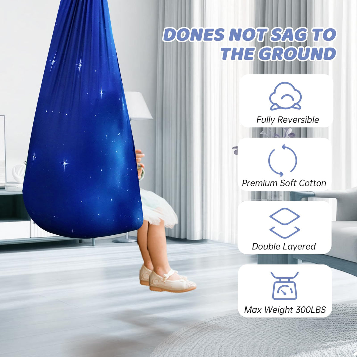 Aokitec sensory swing 360-swivel hardware enabling smooth movement.