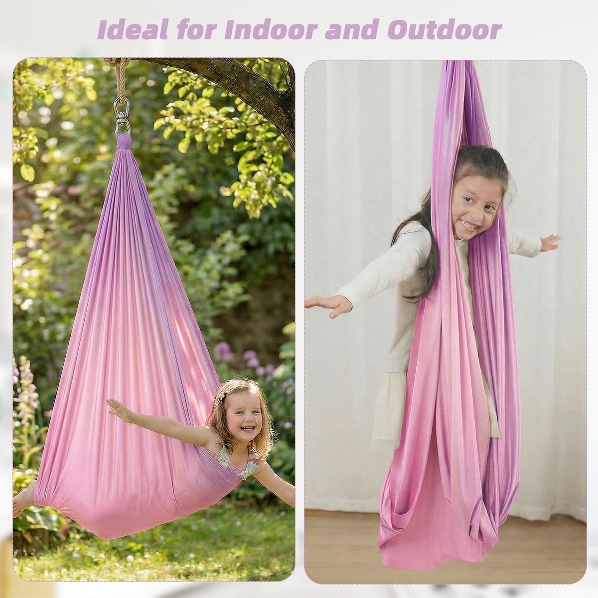 Aokitec Sensory Swing adult relaxing and reading in a cocoon-like seat